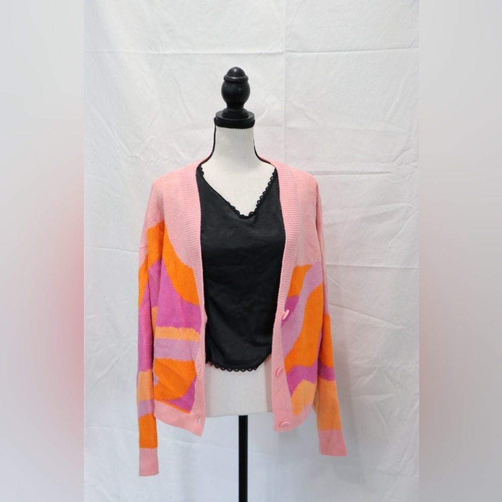 H&M Pink and Orange Women's Cardigan Sweater - Picture 2 of 9